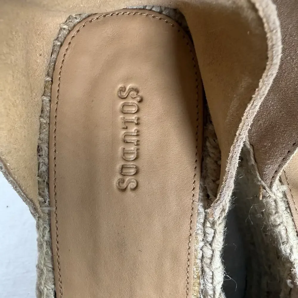 Soludos NWOB Desert Tan Suede Positano Platform Wedge Bohemian Espadrilles Sz 10